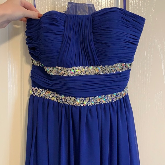 Dancing Queen Dresses & Skirts - Blue strapless dress with silver sequins